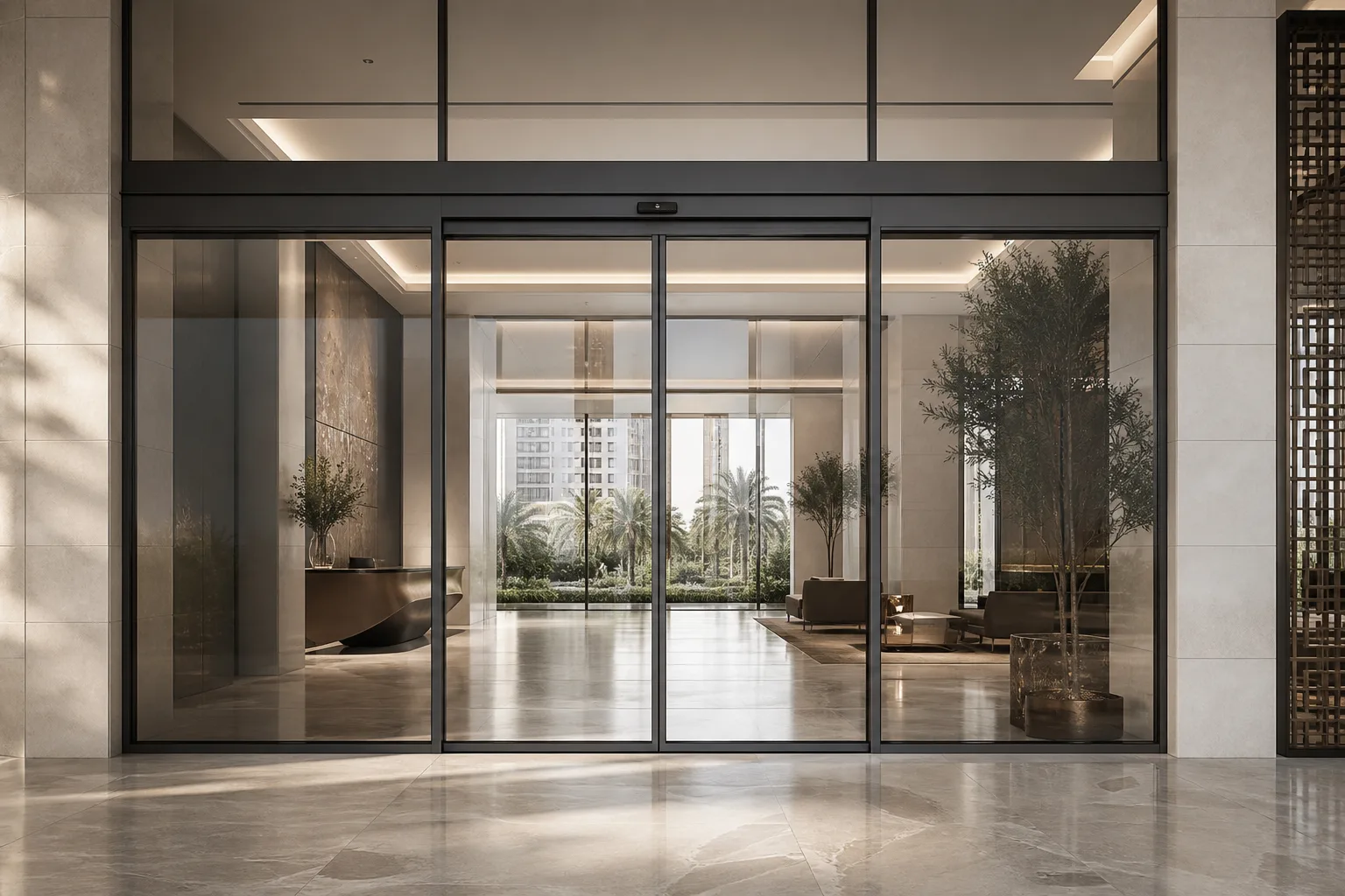 Generated commercial entrance concept with aluminium façade framing