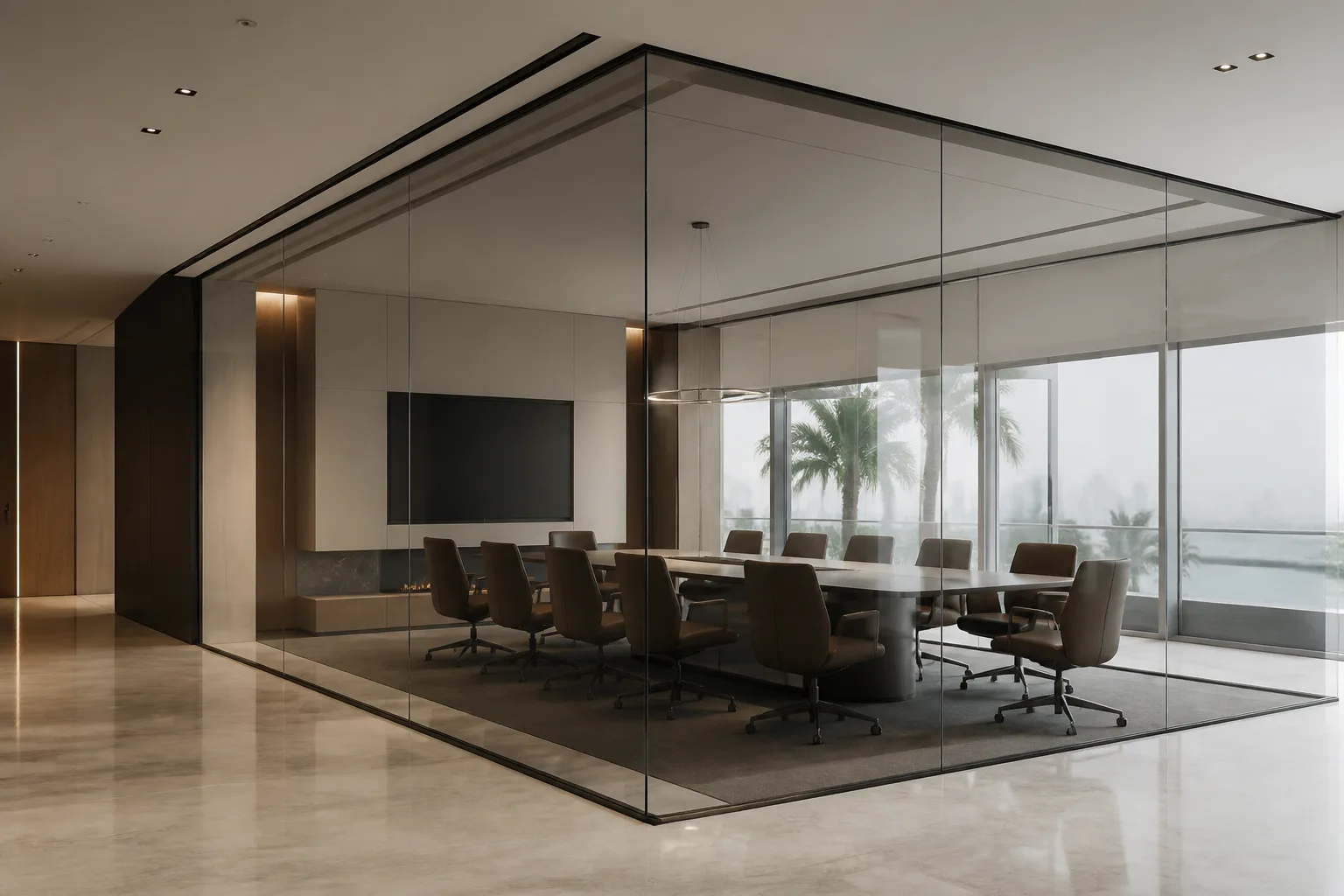 Generated glass-panel design concept illustrating minimal edge details